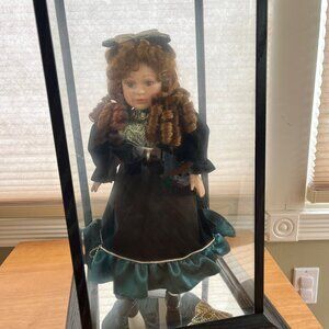 Collectible Porcelain Doll with Display Case